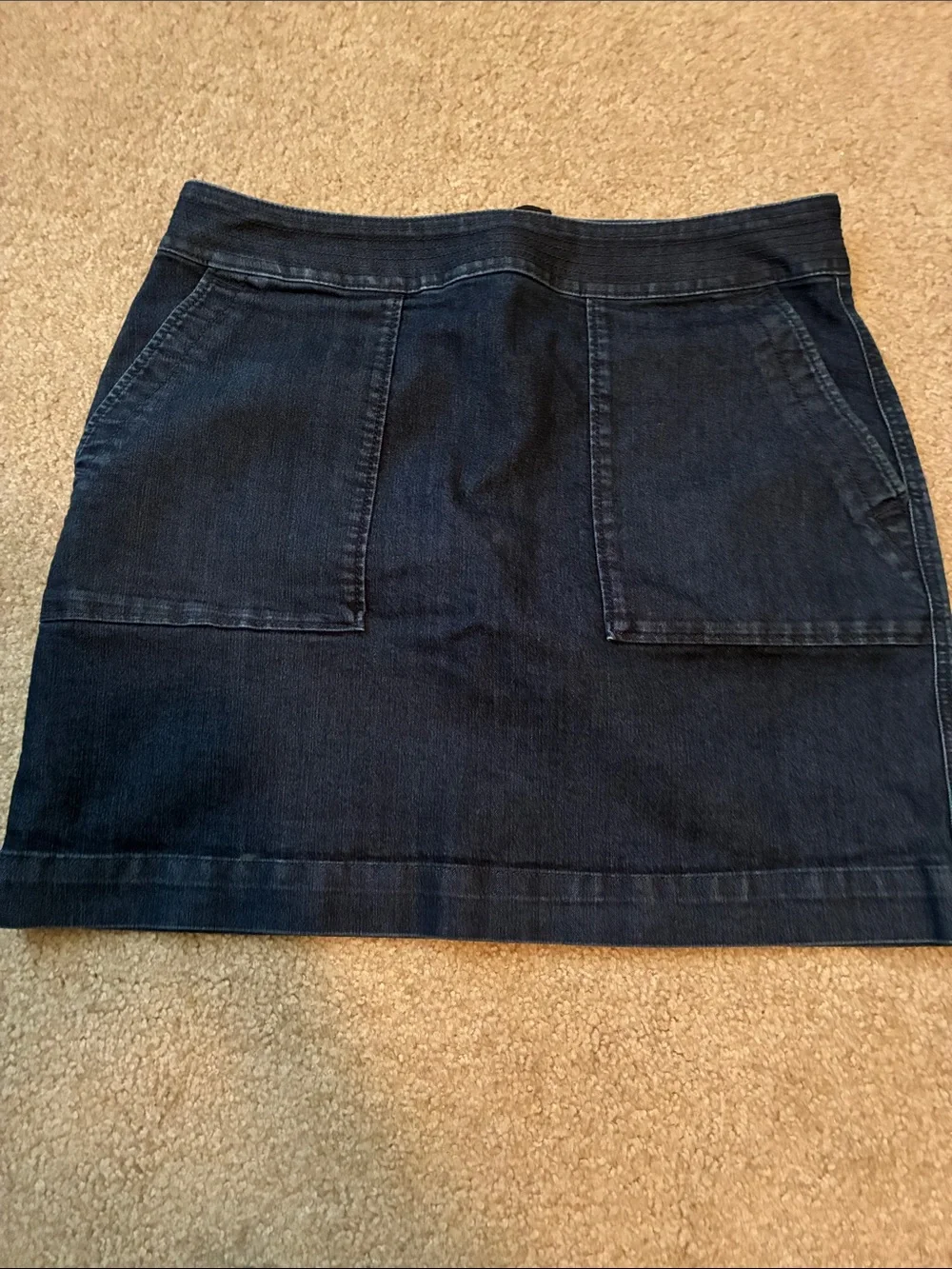 LOFT Dark Blue Denim Mini Skirt with Front Pockets